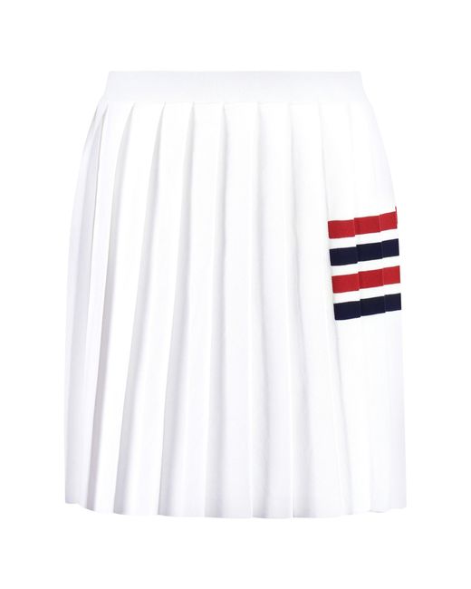 Thom Browne White Pleated Knit Skirt With Elastic Waistband