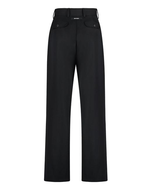 Palm Angels Black Wool Blend Trousers
