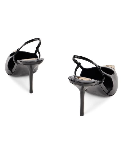Saint Laurent Black Pointed Slingback Stiletto Heels