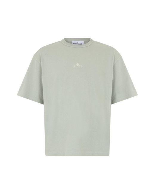 Stone Island Green Cotton T-Shirt With Logo for men