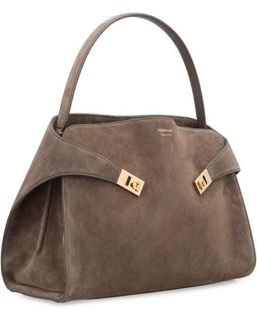 Ferragamo Brown Hug Soft L Shoulder Bag