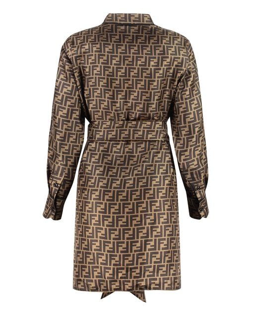 Fendi Brown Ff Pattern Shirt Dress