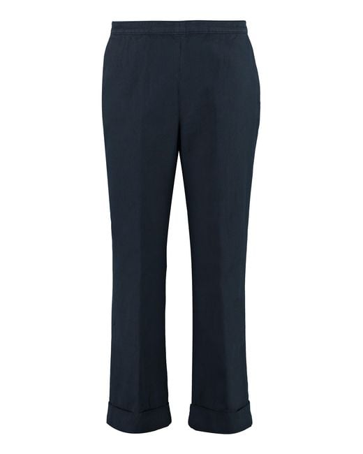 Aspesi Blue Cotton-Linen Trousers