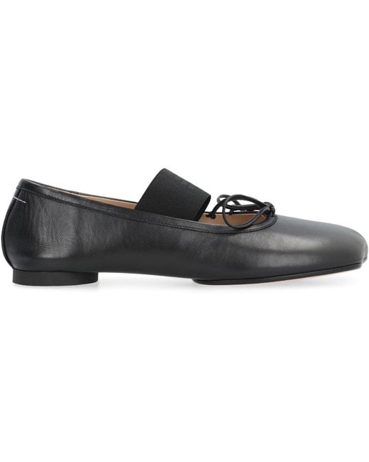 MM6 by Maison Margiela Black Anatomic Leather Ballet Flats