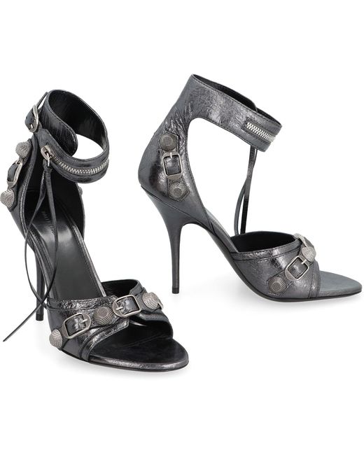 Balenciaga Gray Cagole Leather Sandals