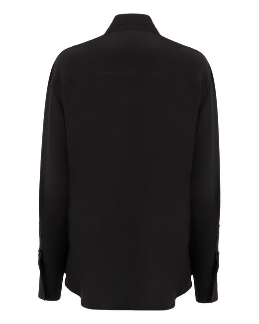 Victoria Beckham Black Ruffled Silk Blouse