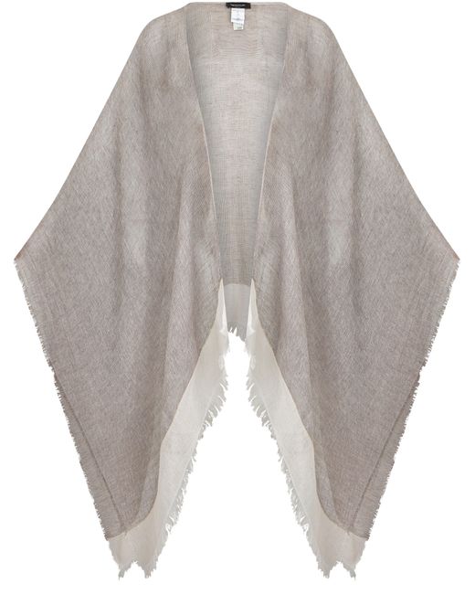 Fabiana Filippi Gray Fringed Linen Fabric Cloak