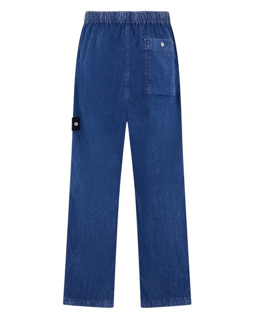Stone Island Blue Loose Fit Trousers for men