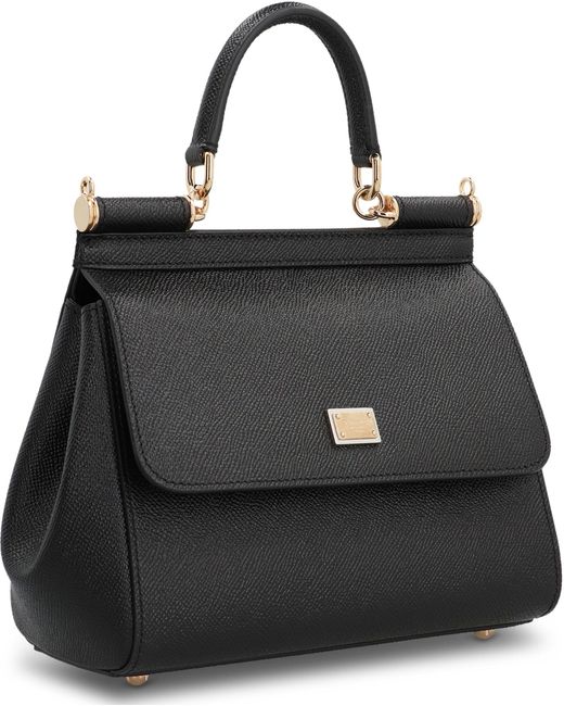Borsa a mano Sicily media in pelle di Dolce & Gabbana in Black