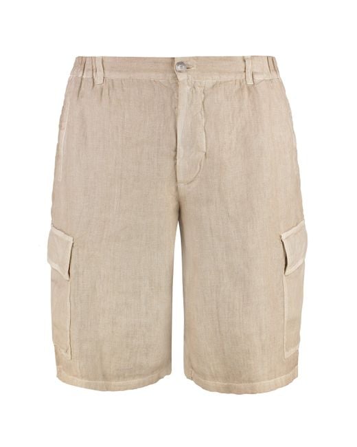 Bermuda in lino di 120% Lino in Natural da Uomo