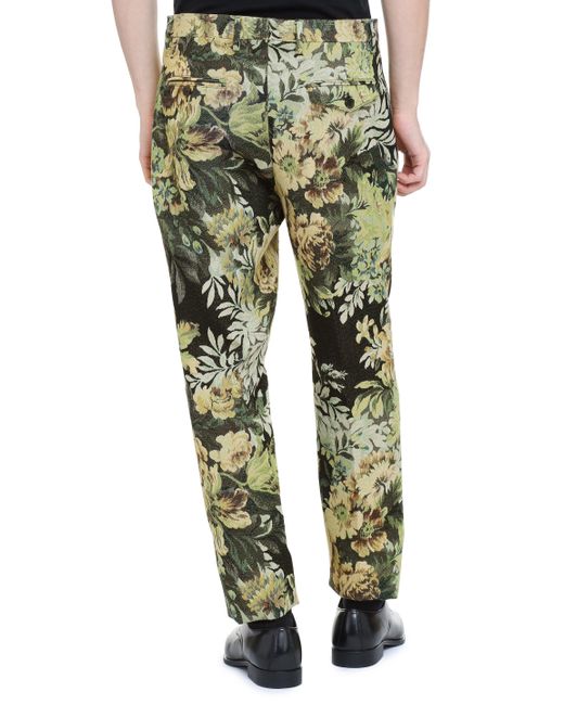 Etro Green Jacquard Trousers for men