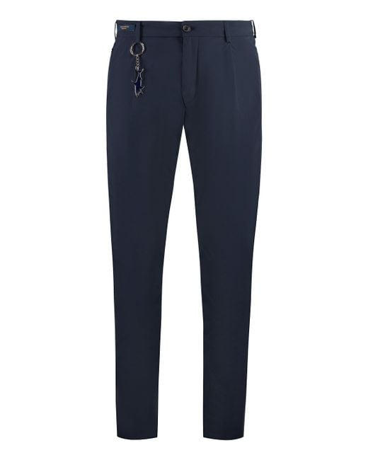 Paul & Shark Blue Flat Front Trousers for men