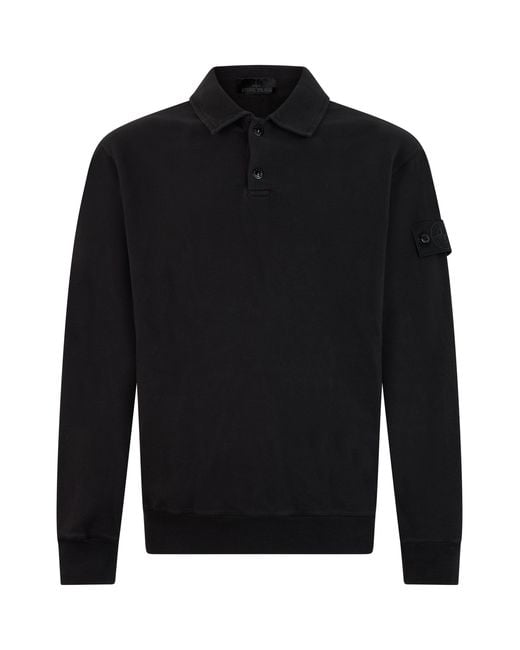 Stone Island Black Long Sleeve Polo for men