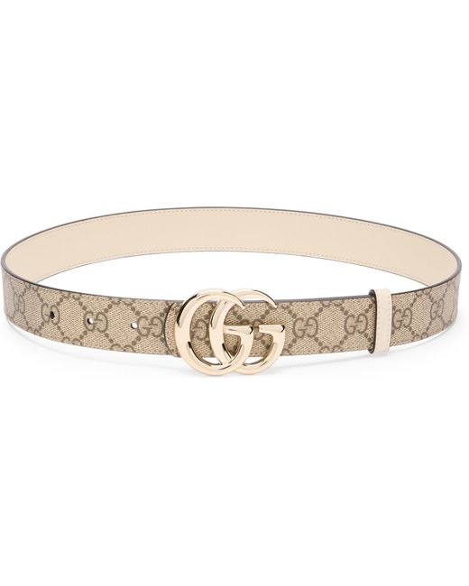 Gucci Natural Reversible Belt Gg Marmont