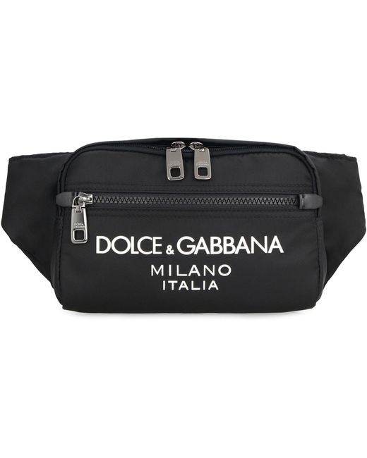 Dolce & Gabbana Black Sporty Chic Canvas Belt Handbag for men