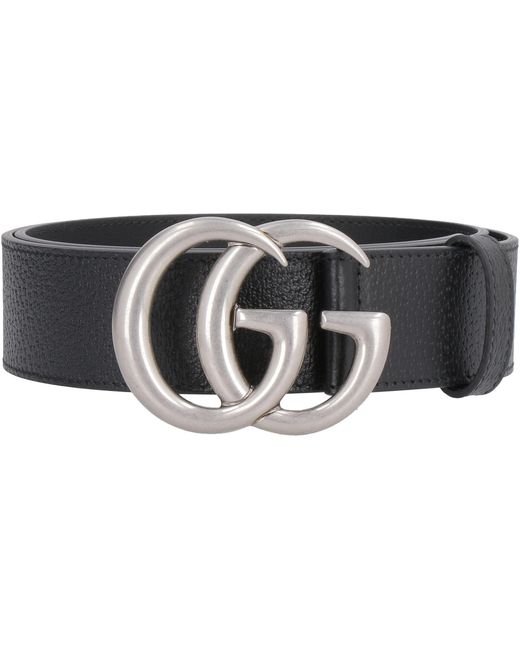 Gucci Black Leather Belt With Double G Buckle for men