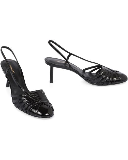 Ferragamo Black Patent Leather Pumps