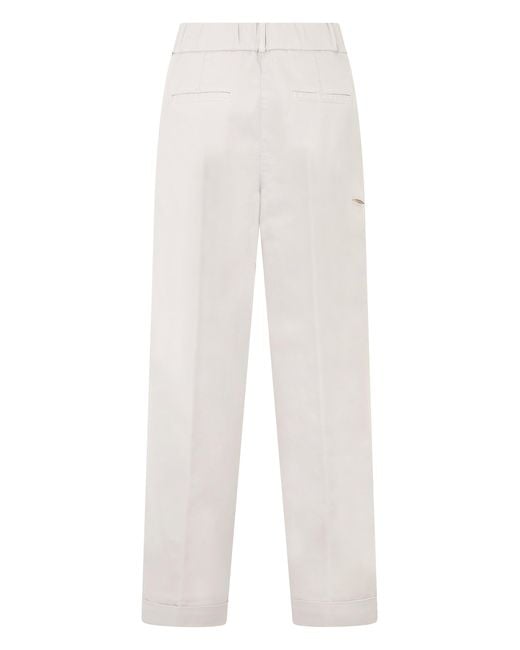 Peserico White Trousers With Pleats