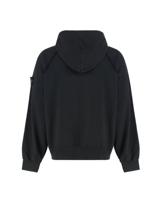 Felpa in cotone con cappuccio di Stone Island in Black da Uomo