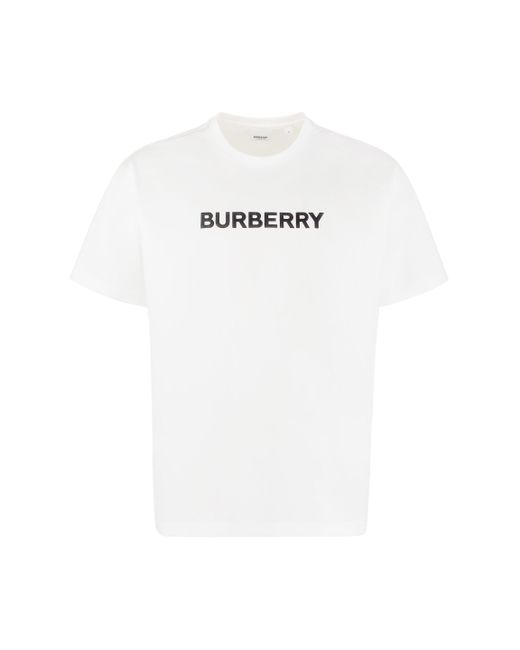 T-shirt girocollo in cotone di Burberry in White da Uomo