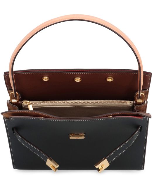 Tory Burch Black Double Lee Radziwill Leather Handbag