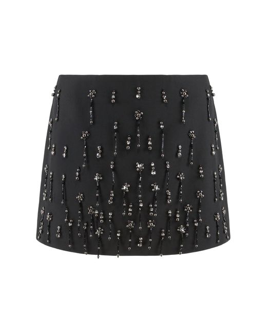 Pinko Black Miniskirt Memory With Crystals And Pearls