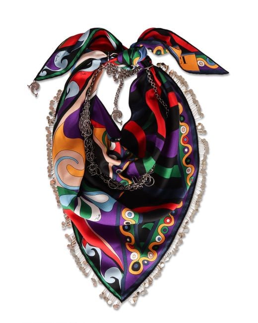 Emilio Pucci Multicolor Printed Silk Scarf