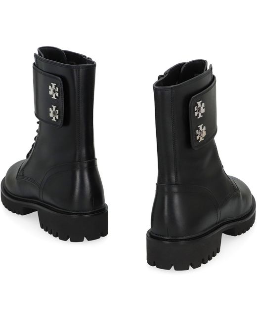Tory Burch Black Turnlock Ankle Boots In Leather