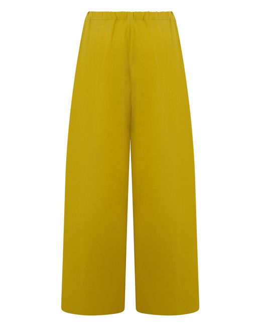 Max Mara Yellow Loose Linen Pants
