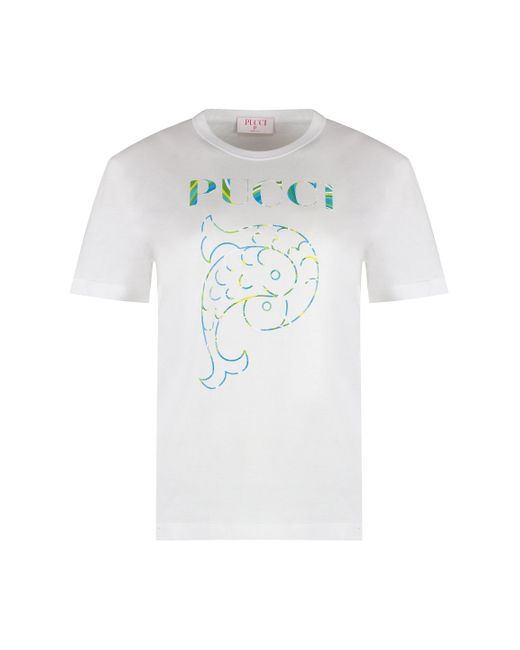Emilio Pucci White Logo Cotton T-Shirt