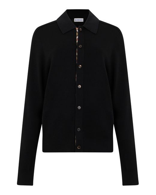 Burberry Black Long Sleeve Polo With Buttons for men