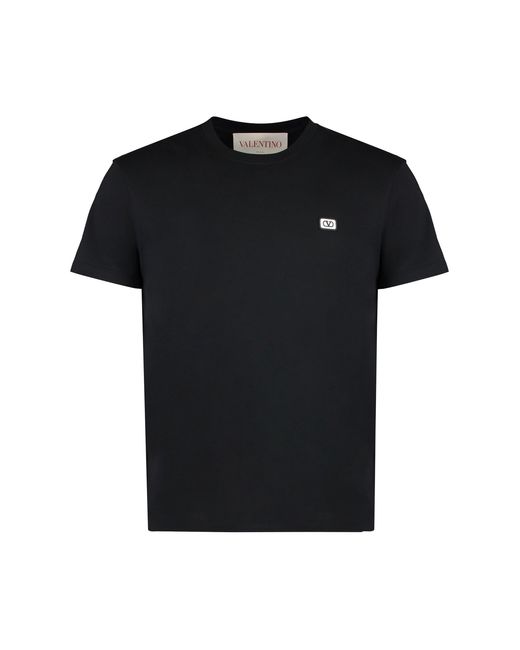 Valentino Garavani Black Cotton Crew-Neck T-Shirt for men