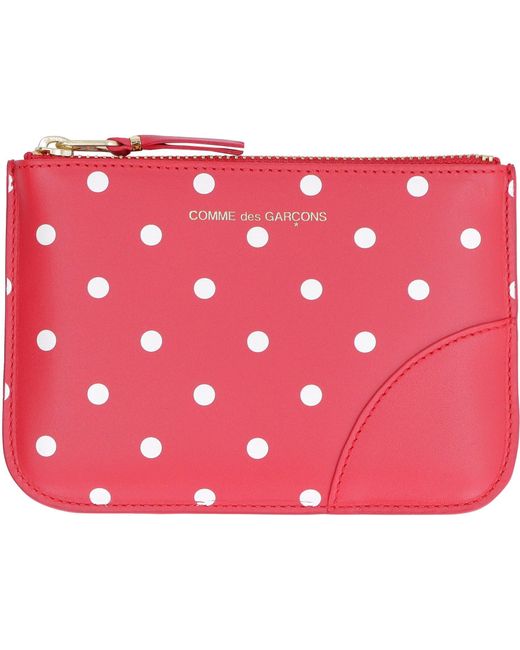 Comme des Garçons Red Logo Detail Flat Leather Pouch
