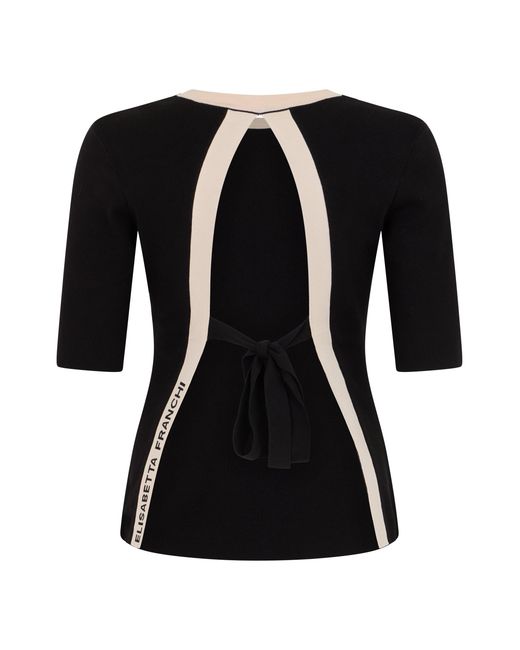 Elisabetta Franchi Black Knitted Top With Viscose Bands