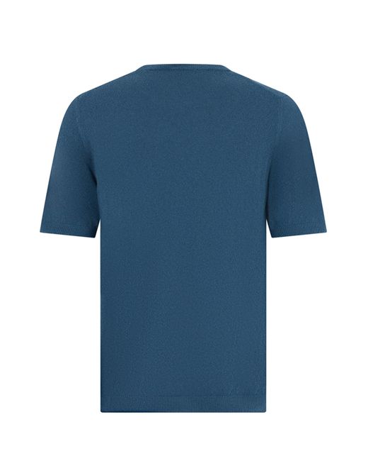 Roberto Collina Blue Cotton T-Shirt Sponge Effect for men