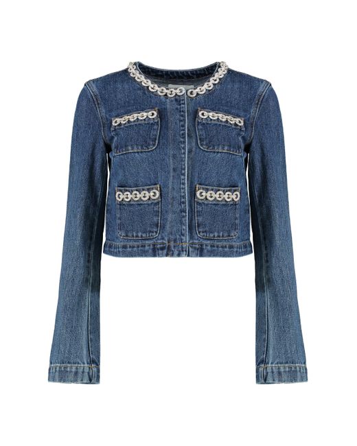 Giacca in denim con cristalli di Self-Portrait in Blue