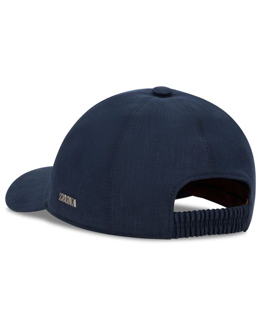 Zegna Blue Linen Baseball Cap for men