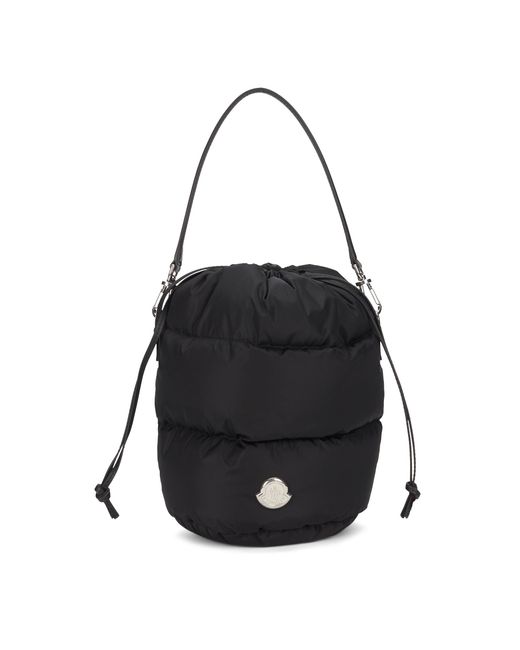 Moncler Black Mini Bucket Handbag With Drawstring Closure