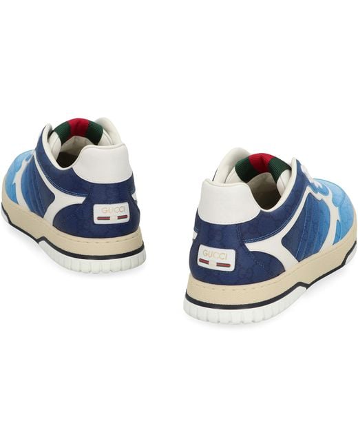 Gucci Blue Re-Web Leather Sneakers for men