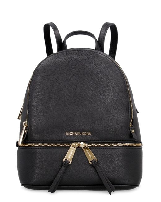 MICHAEL Michael Kors Black Rhea Leather Medium Backpack