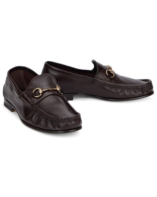 Gucci Brown Leather Moccasins for men