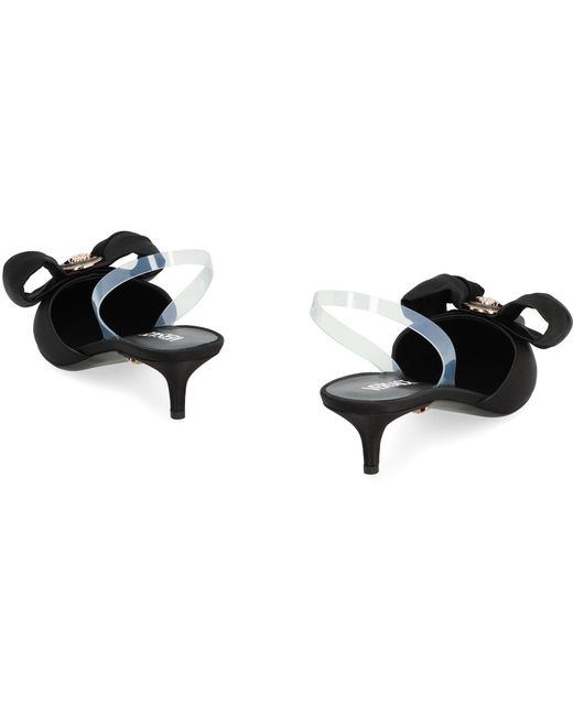 Versace Black Alia Satin Slingback Pumps