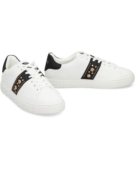 Versace White Greek Sneakers In Nylon for men