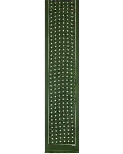 Tom Ford Green Silk Scarf With Dots for men