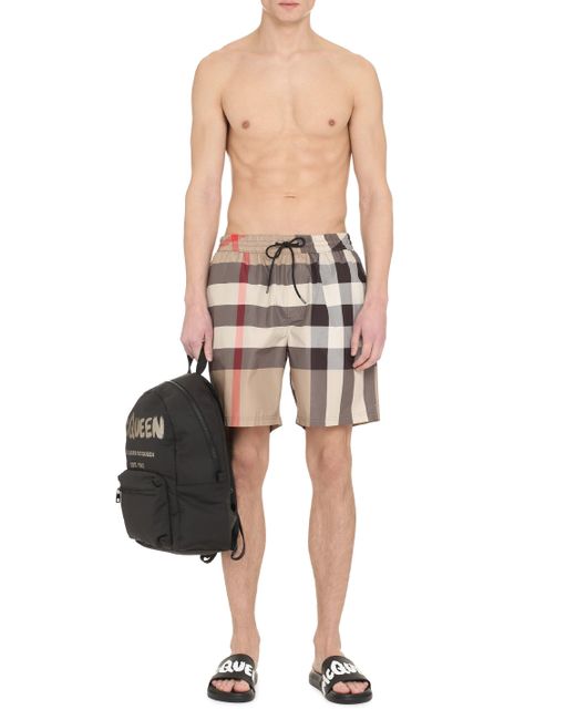 Burberry Natural Printed Swim Shorts for men