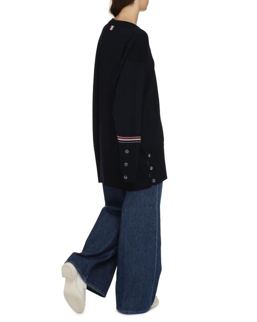 Thom Browne Blue Striped Wool Sweater For