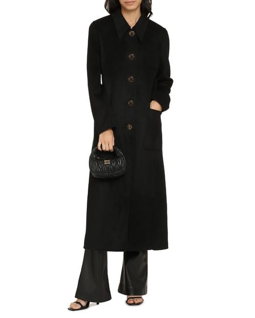 Tory Burch Black Single-Breasted Wool Coat