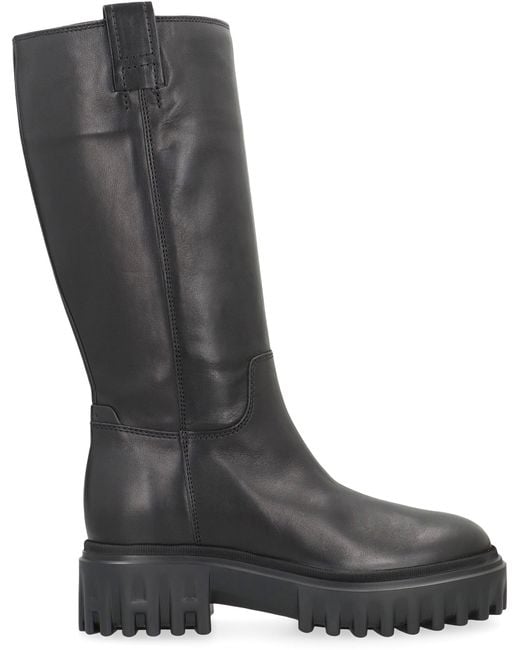 Hogan Black H700 Leather Boots