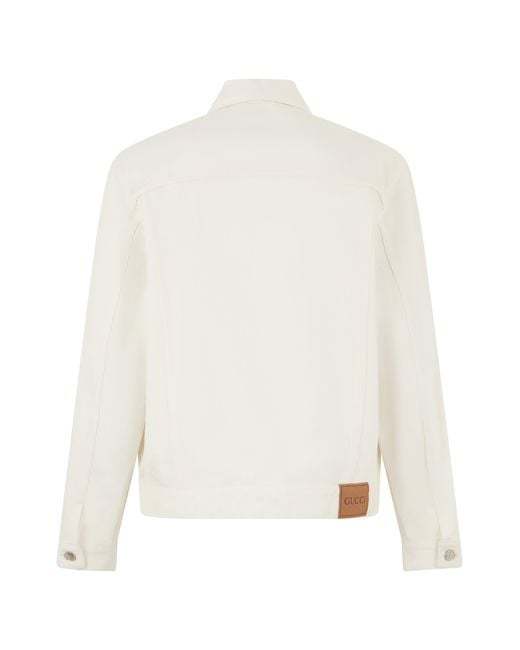 Gucci White Denim Jacket With Clamps for men
