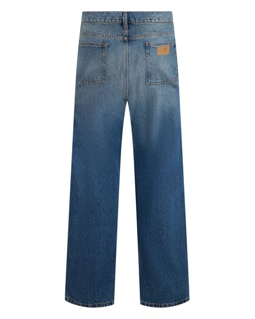 MM6 by Maison Margiela Blue Faded Loose Straight Jeans With High Waist And Button-Zip Closure for men